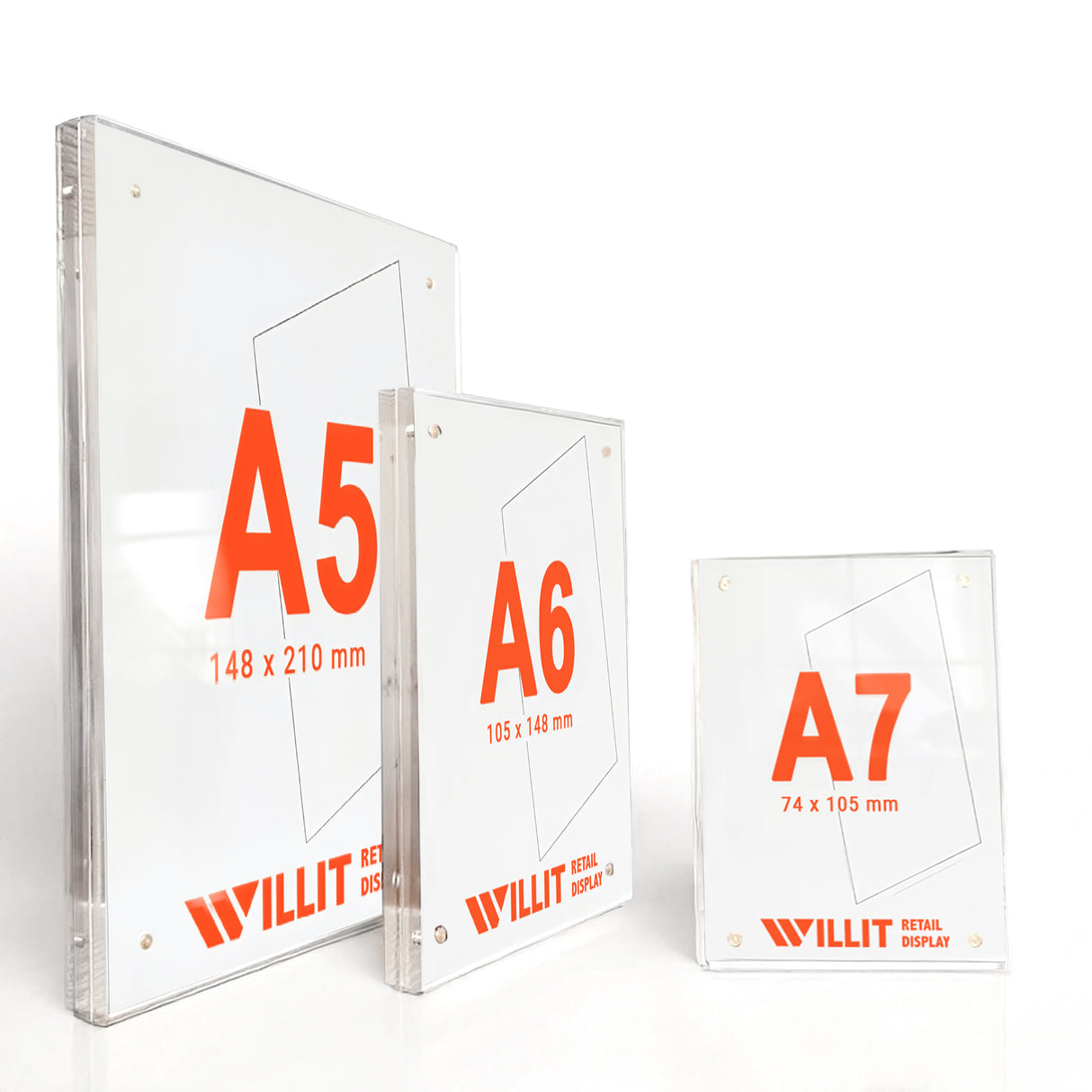 Magnetic Acrylic Sign Holder - 18mm Thick - A7 to A3