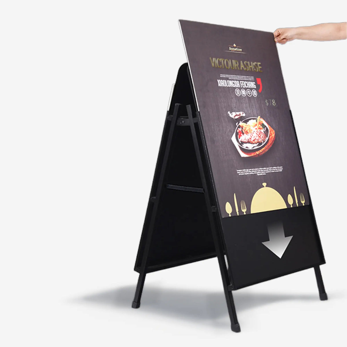 A Frame Pavement Sign – All Black Metal A Board