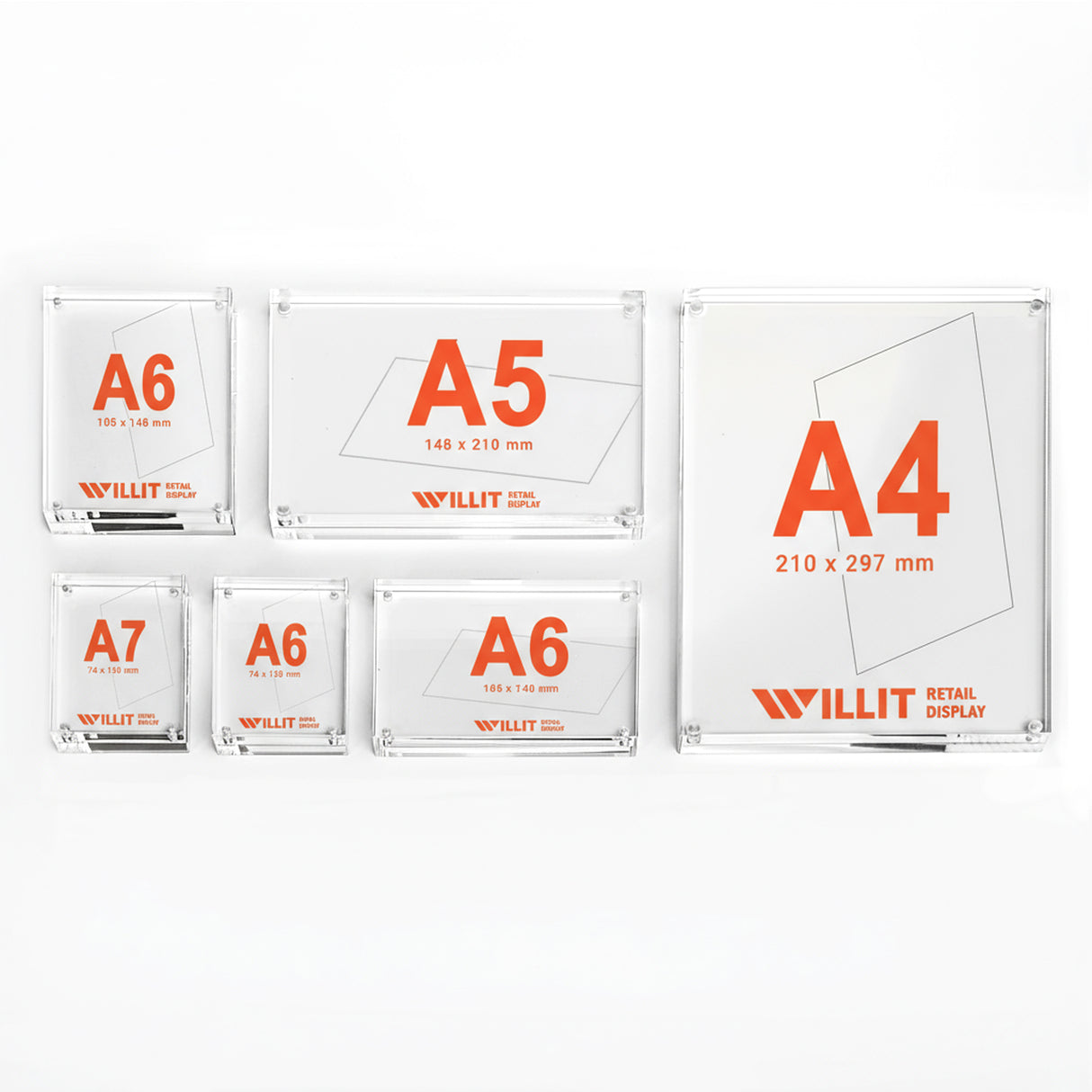 Magnetic Acrylic Sign Holder - 18mm Thick - A7 to A3