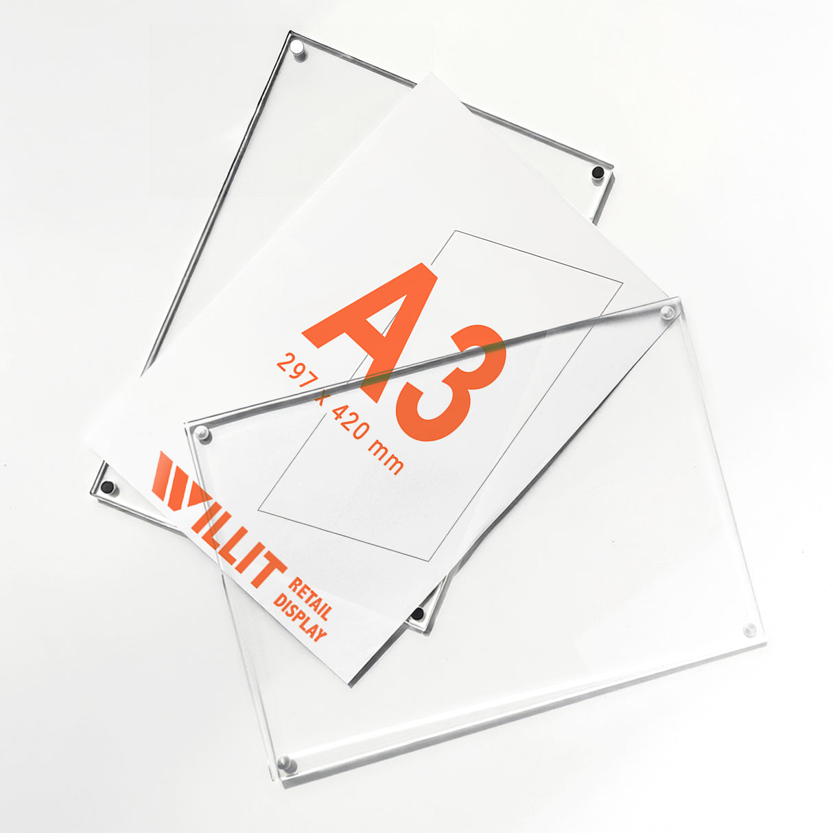 Magnetic Acrylic Sign Holder - 18mm Thick - A7 to A3