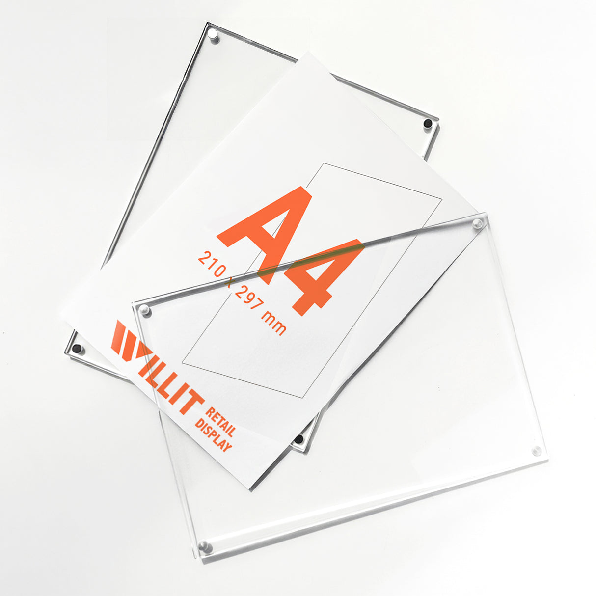 Magnetic Acrylic Sign Holder - 18mm Thick - A7 to A3