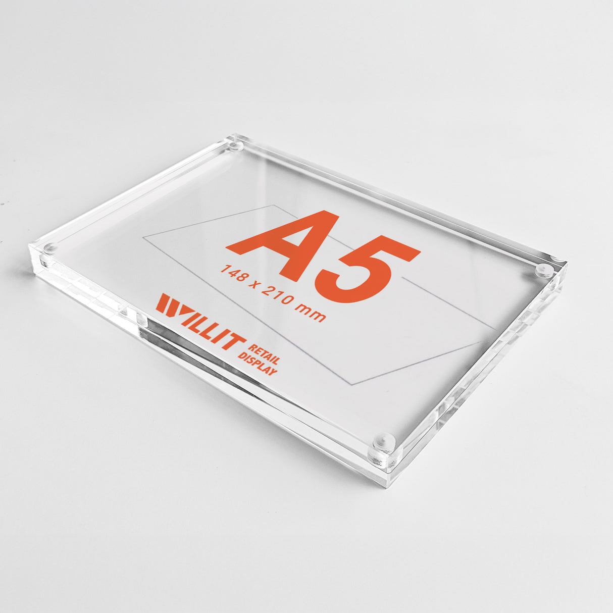 Magnetic Acrylic Sign Holder - 18mm Thick - A7 to A3