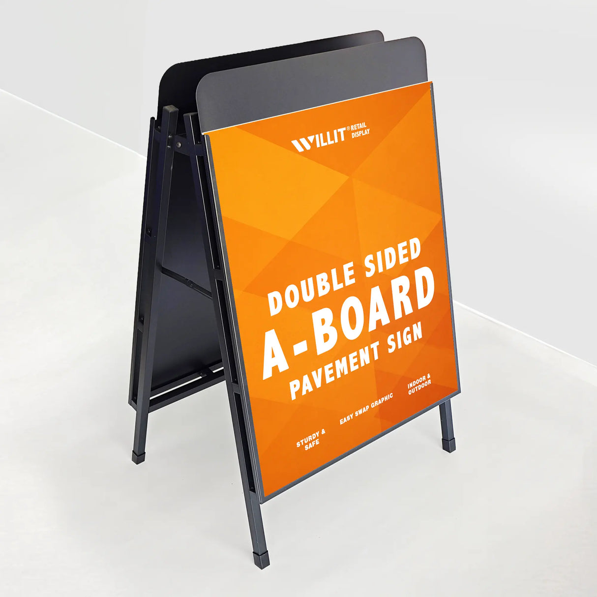 A Frame Pavement Sign – All Black Metal A Board