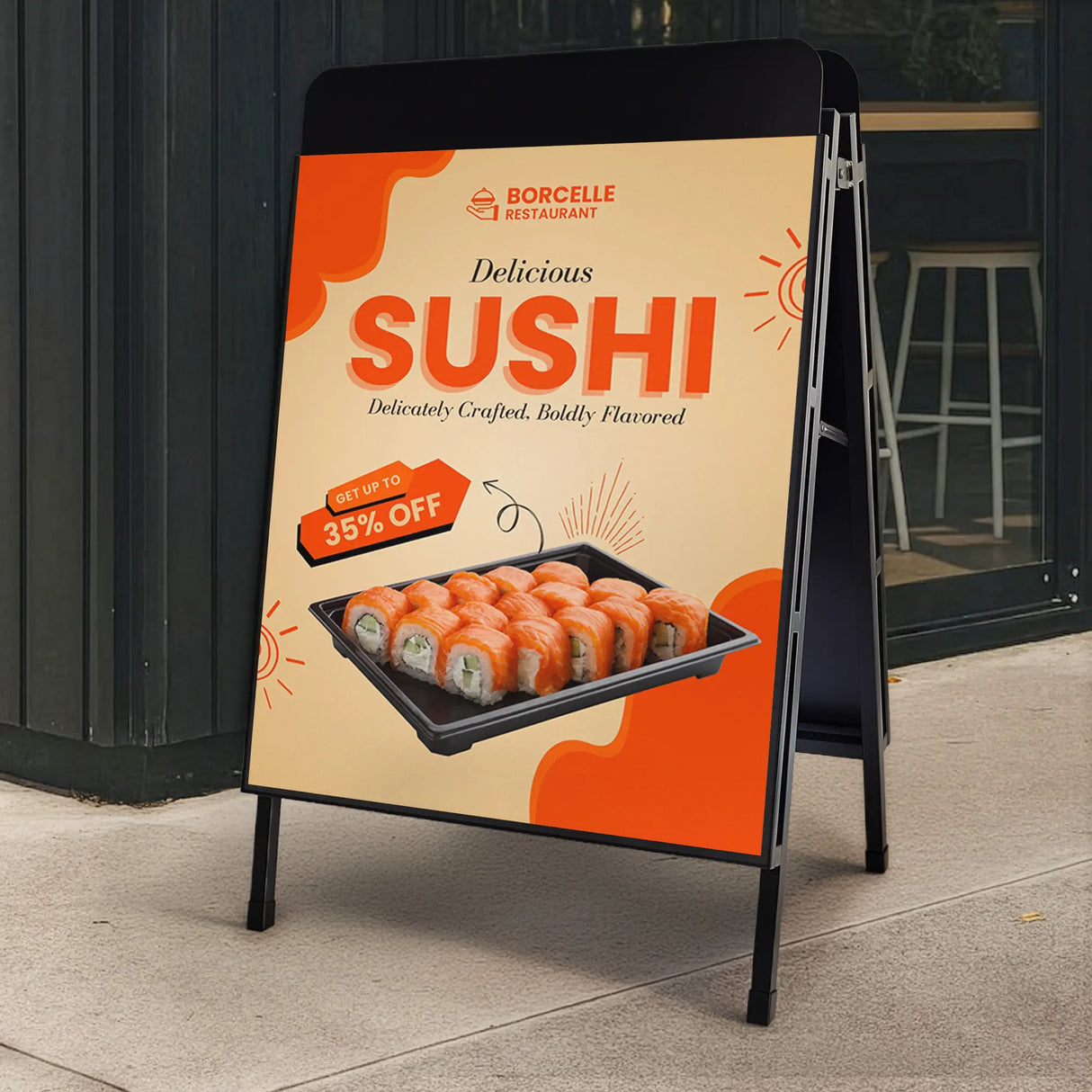 A Frame Pavement Sign – All Black Metal A Board