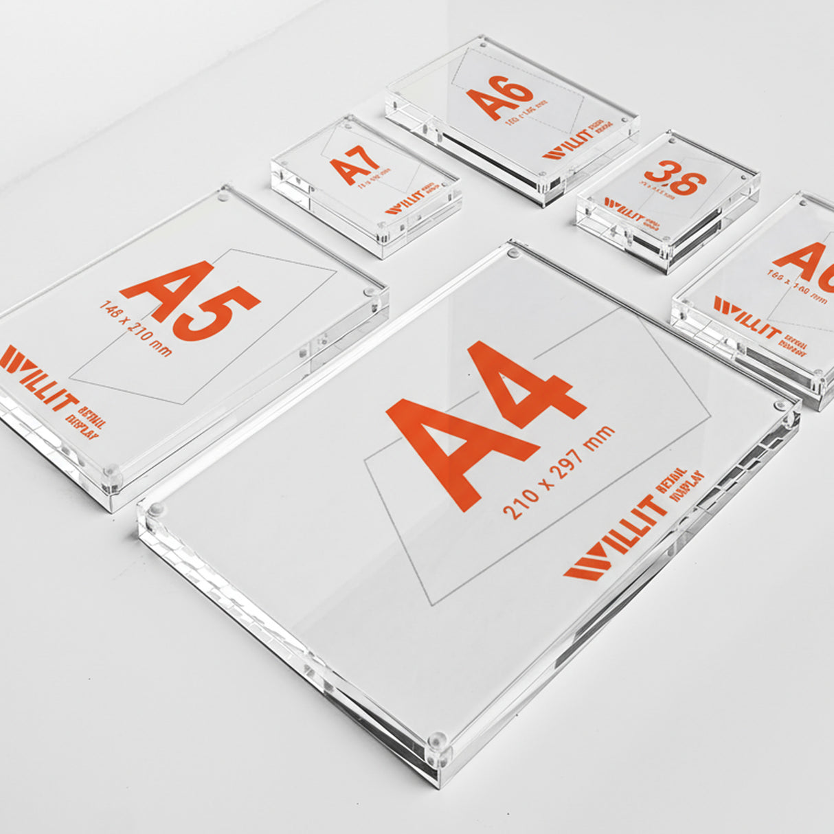 Magnetic Acrylic Sign Holder - 18mm Thick - A7 to A3