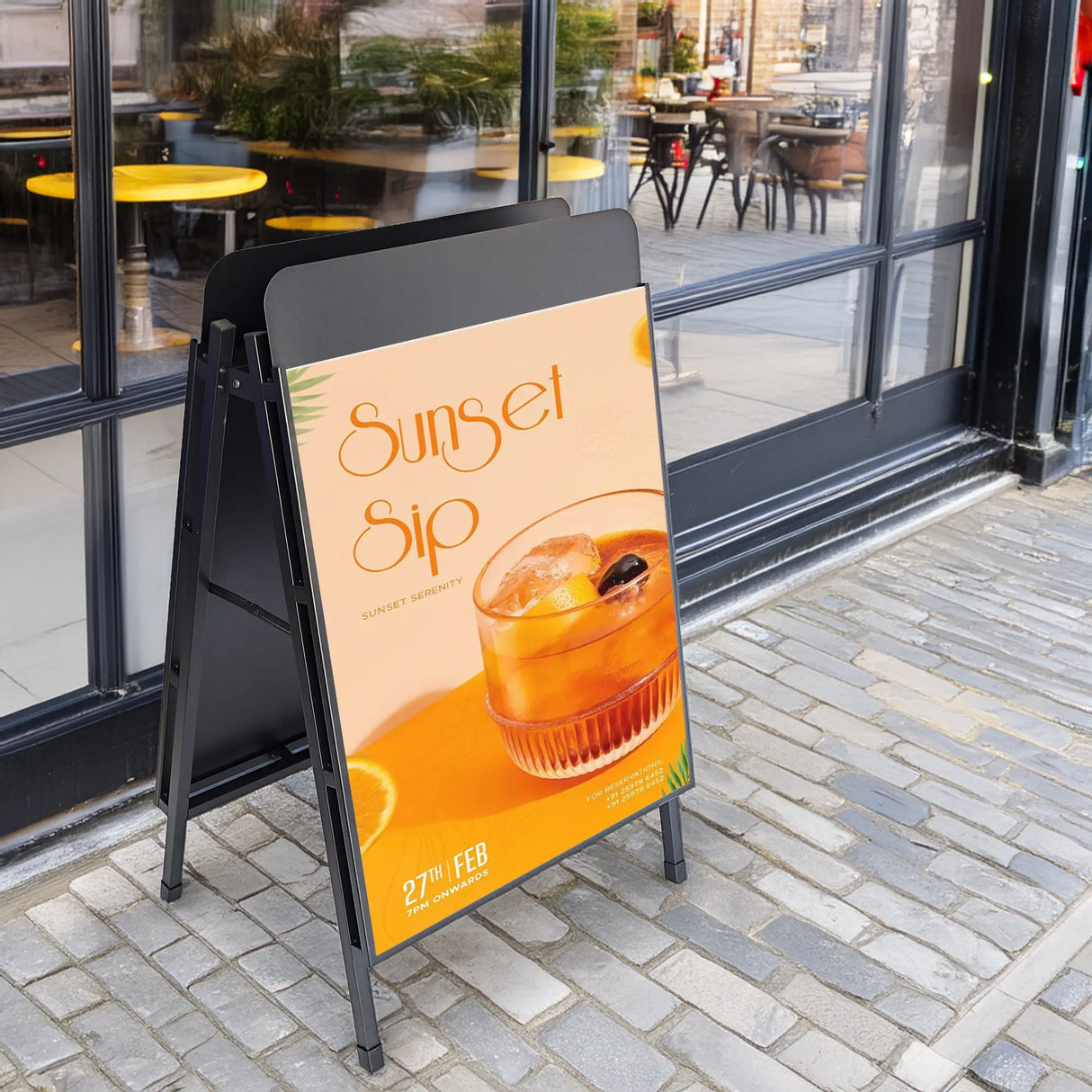 A Frame Pavement Sign – All Black Metal A Board