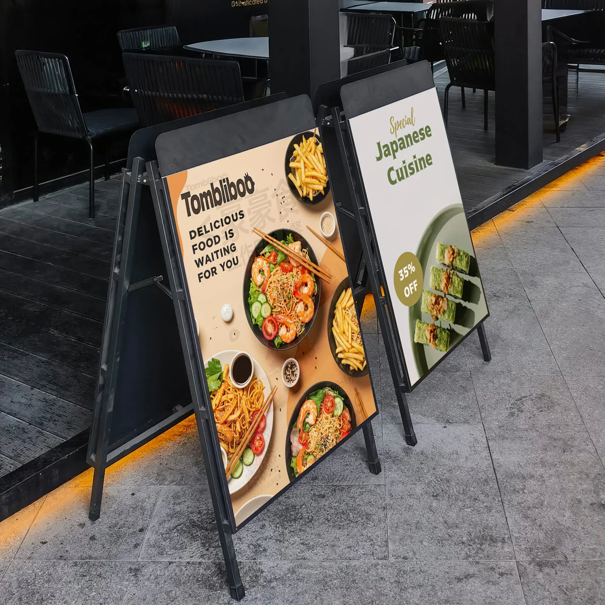 A Frame Pavement Sign – All Black Metal A Board