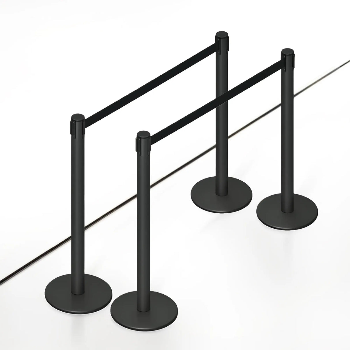 Crowd control barrier with 2m retractable belt