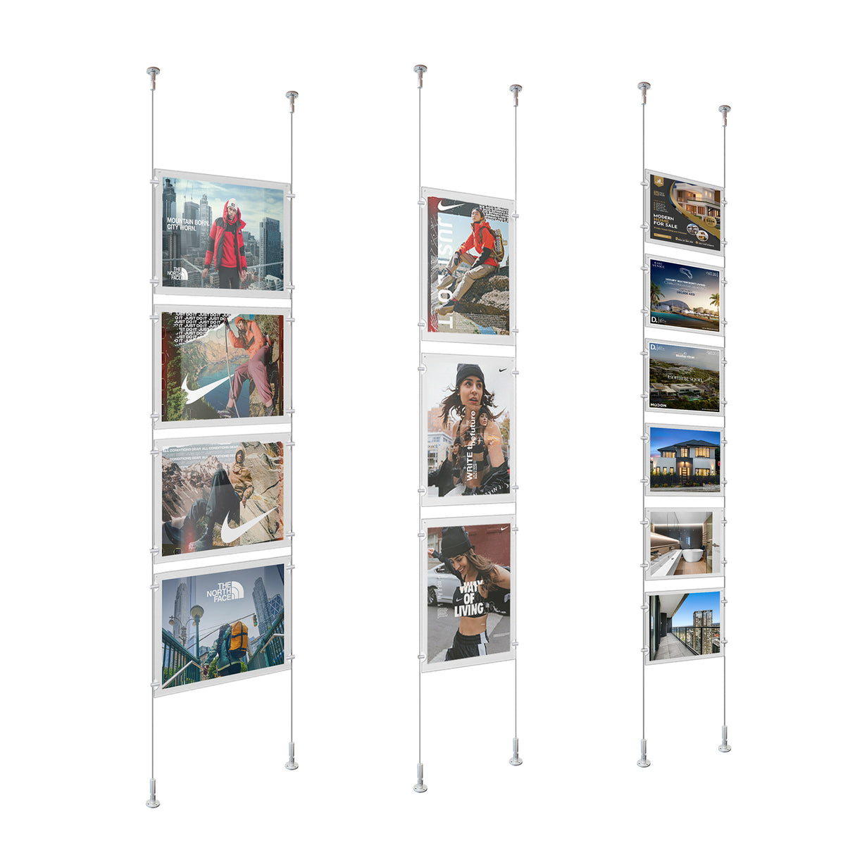 Window Sign Holder - Aluminum Ceiling to Floor Cable Display Hanger Kit