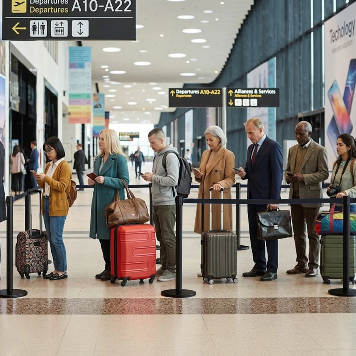 crowd control barrier for airport
